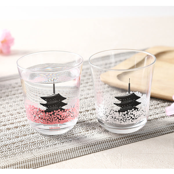 【温度で色づく京都グラス】２種セット　『春の桜』と『秋の紅葉』