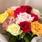 【フラワーギフト】花瓶のいらないスタンディングブーケ　薔薇　カラフル
