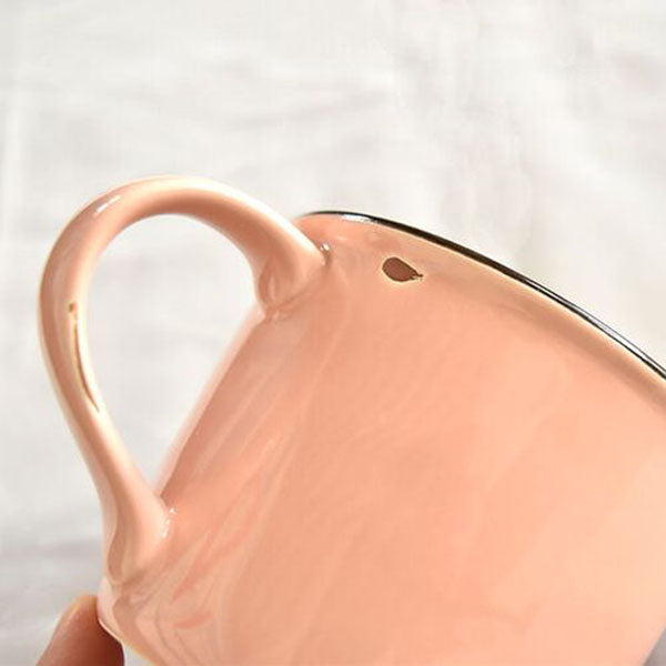 猫印ミルク　ホーロー風マグカップ　ピンク