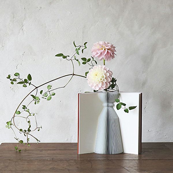 本のように開く花瓶『フラワリーテイル』 02ブラウン