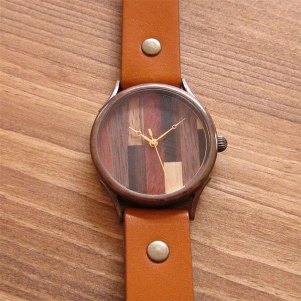 【時計職人のハンドメイド腕時計】ウッド　Lサイズ　WB-082