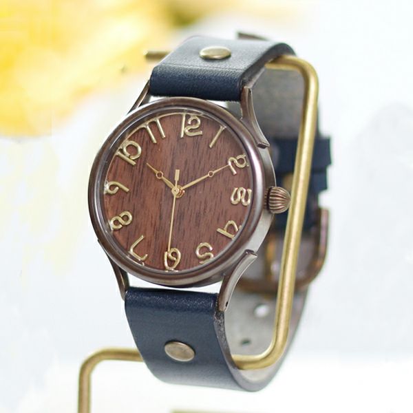 【時計職人のハンドメイド腕時計】ウォールナット　Lサイズ　WB-045