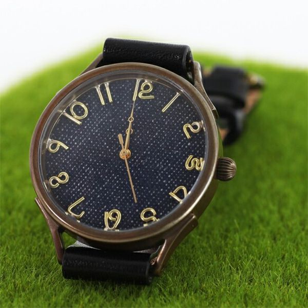【時計職人のハンドメイド腕時計】デニム生地　XLサイズ　WB-063