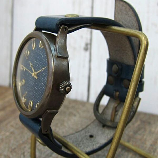【時計職人のハンドメイド腕時計】デニム生地　XLサイズ　WB-063