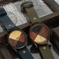 【時計職人のハンドメイド腕時計】４種のウッドから作る文字盤　XLサイズ　WB-077