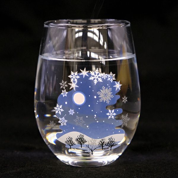 【温度で色が変わるグラス】冷感雪結晶　フリーグラス　ペアセット
