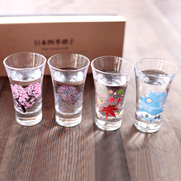 【温度で色が変わるグラス】日本の四季　天開グラス　４種セット