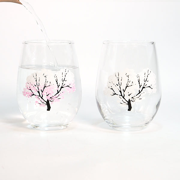 【桜セール】【温度で色が変わるグラス】冷感桜　フリーグラスペアセット