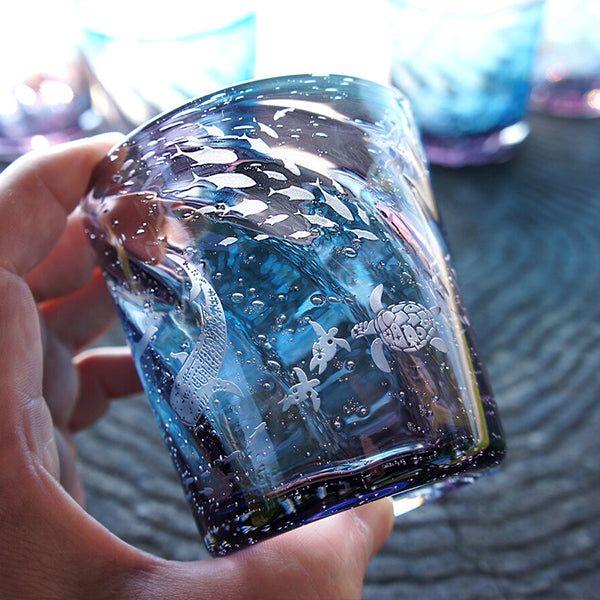 皇艶・海の生き物の琉球グラス【サンドブラスト】