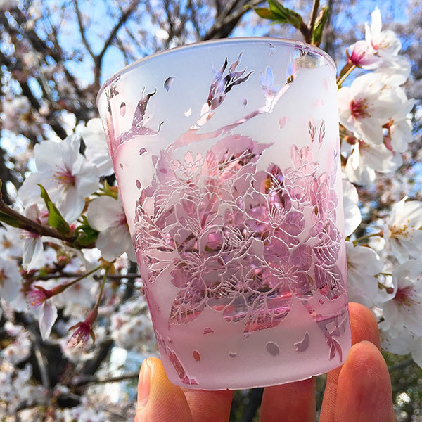 紫紅桜グラス【サンドブラスト】