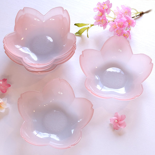 【桜のガラス皿】はなほのか　中鉢　 ５枚セット