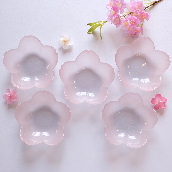 【桜のガラス皿】はなほのか　小鉢　 ５枚セット