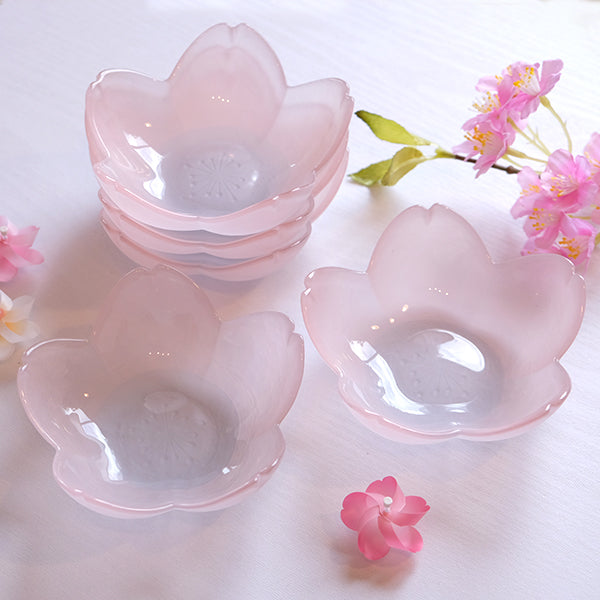 【桜のガラス皿】はなほのか　小鉢　 ５枚セット