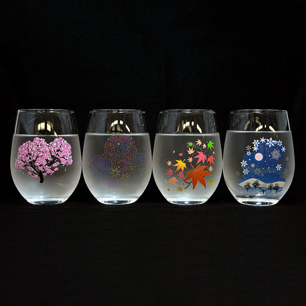 【温度で色が変わるグラス】日本の四季　フリーグラス　４種セット